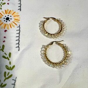 Gold hoops with small crystals